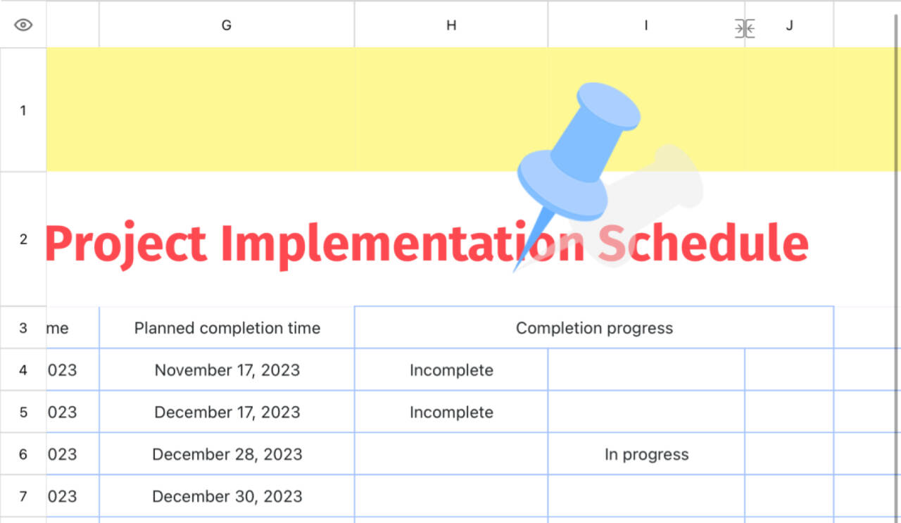 Project implementation schedule 1